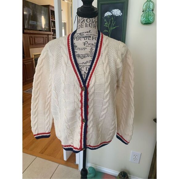 Vintage Handmade Wool Tennis Cardigan - Picture 1 of 10